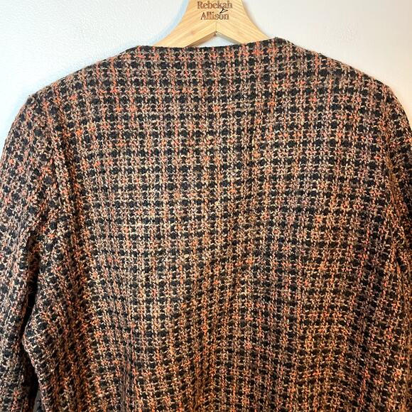 Misook Orange & Black Tweed Classic Wool Blend Blazer Jacket Women's Size XL EUC - Picture 11 of 12